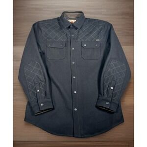 Dakota Grizzly Heavy Wool Blend Shacket Men L Black Full Zip/Snap Jacket-EUC